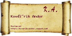 Kovárik Andor névjegykártya