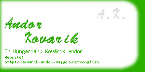 andor kovarik business card