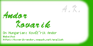 andor kovarik business card